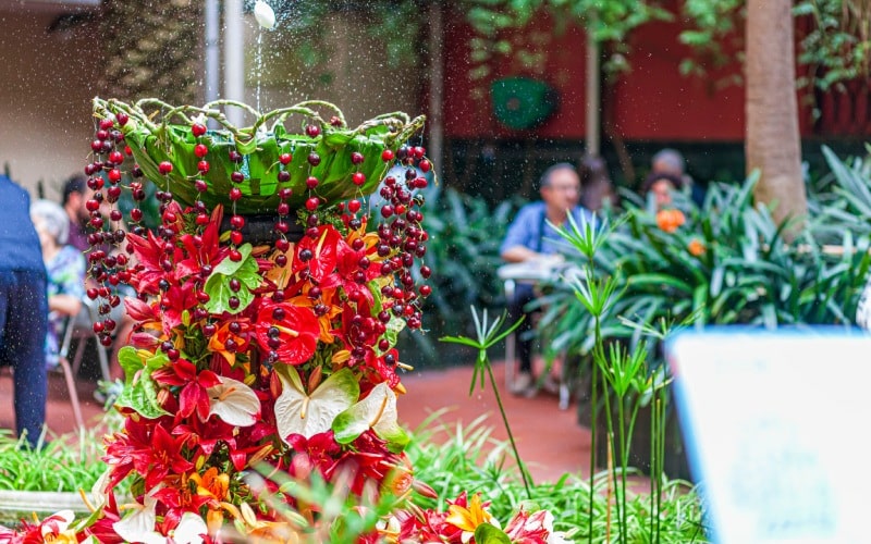 Fuente del jardín del Ateneu Barcelonés con L’Ou com balla