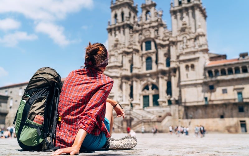 Peregrinos en la Plaza del Obradoiro
