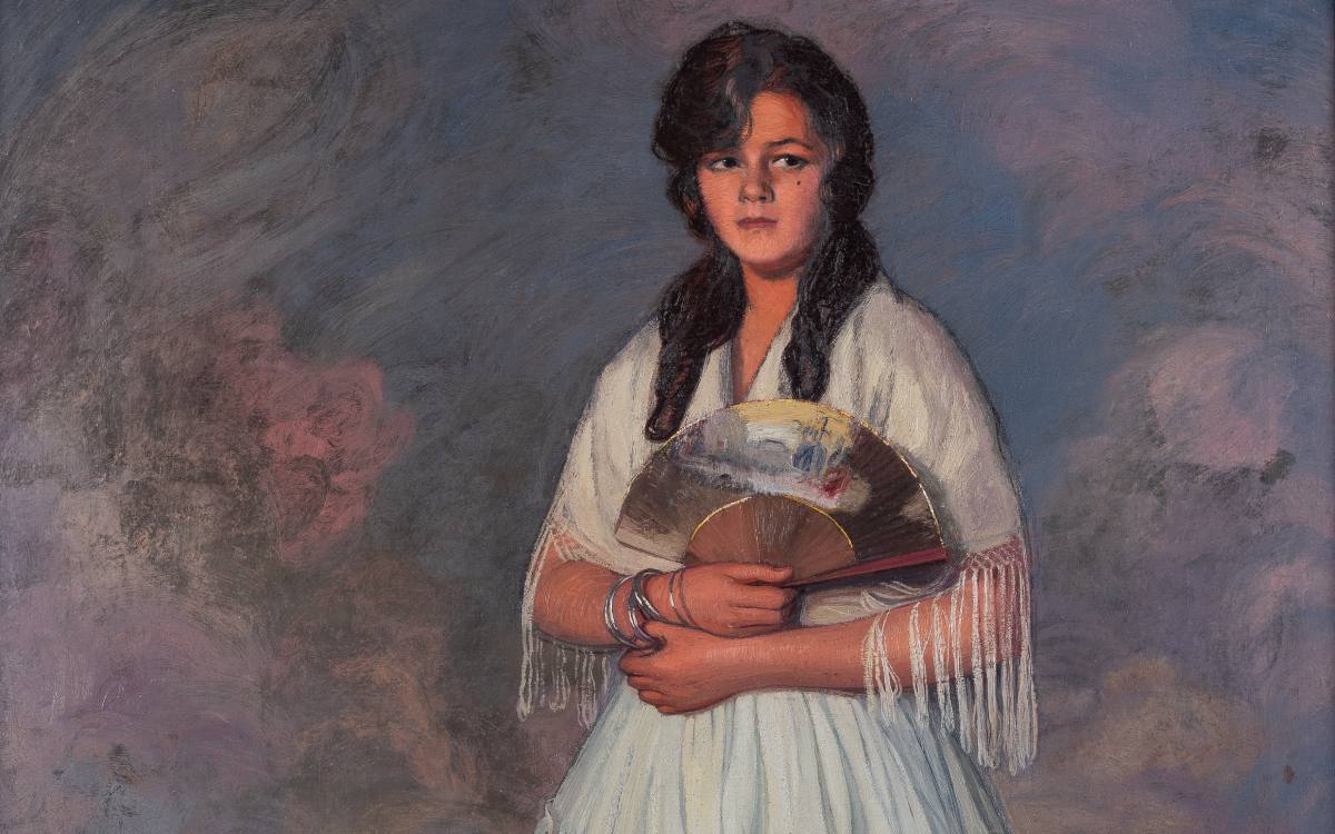 Fragmento del cuadro Lucía de blanco, de Ignacio Zuloaga