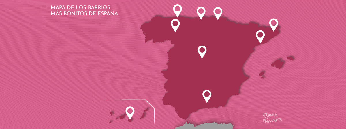 Mapa de los barrios más bonitos de España