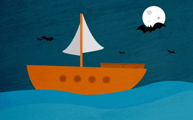 Ilustración de un barco navegando el mar