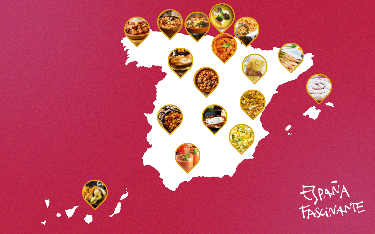 Mapa de los platos típicos de España