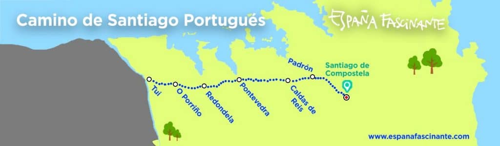 Mapa camino santiago portugues Tui