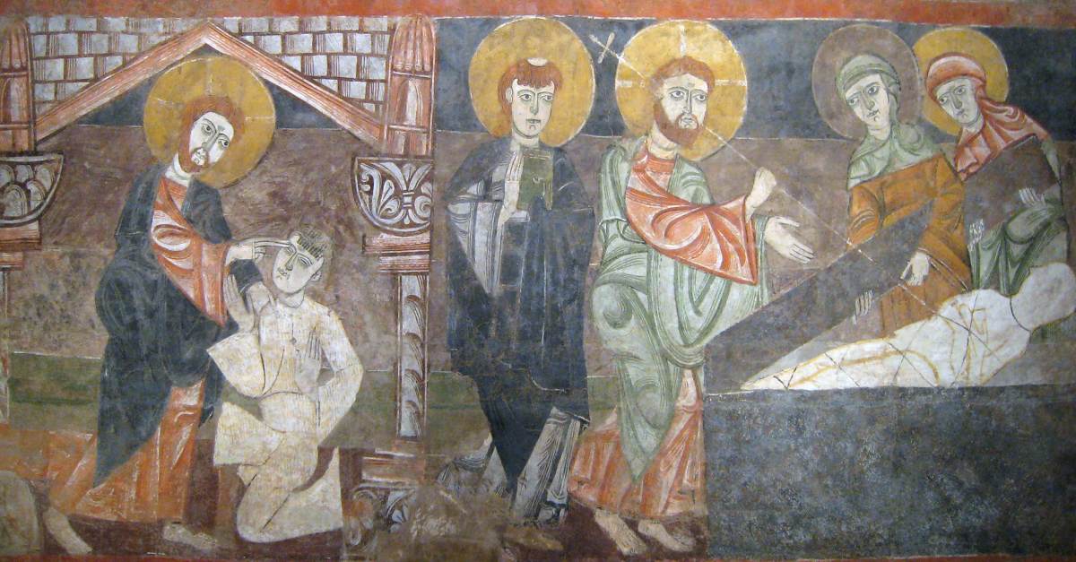 Pintura de San Baudelio donde se representa la resurrección de Lázaro, actualmente expuesta en Nueva York