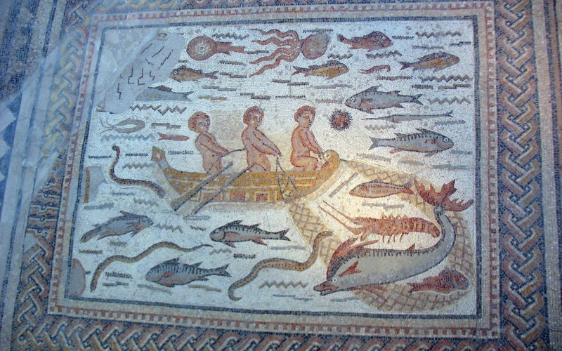Mosaico de los peces Casa de hippolytus