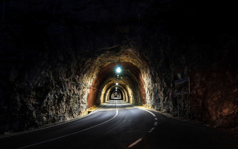 Túnel de acceso a Gorg Blau en Mallorca